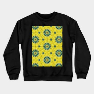 Green Starburst with Yellow Background Pattern - WelshDesignsTP004 Crewneck Sweatshirt